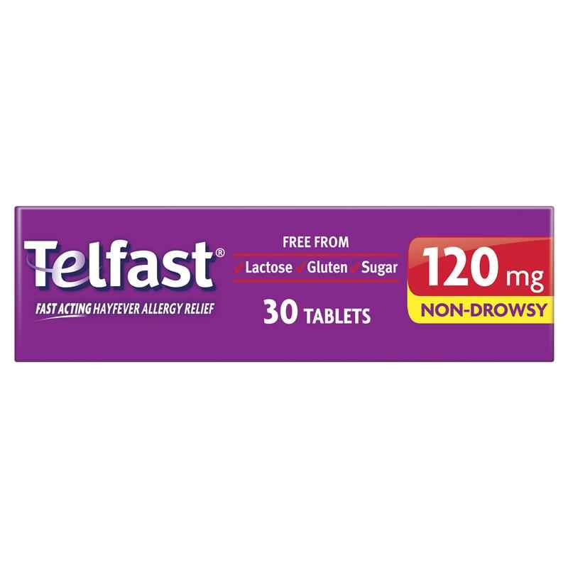 Telfast Hayfever Allergy Relief 120mg Antihistamine Tablets Non-Drowsy - 30 Pack