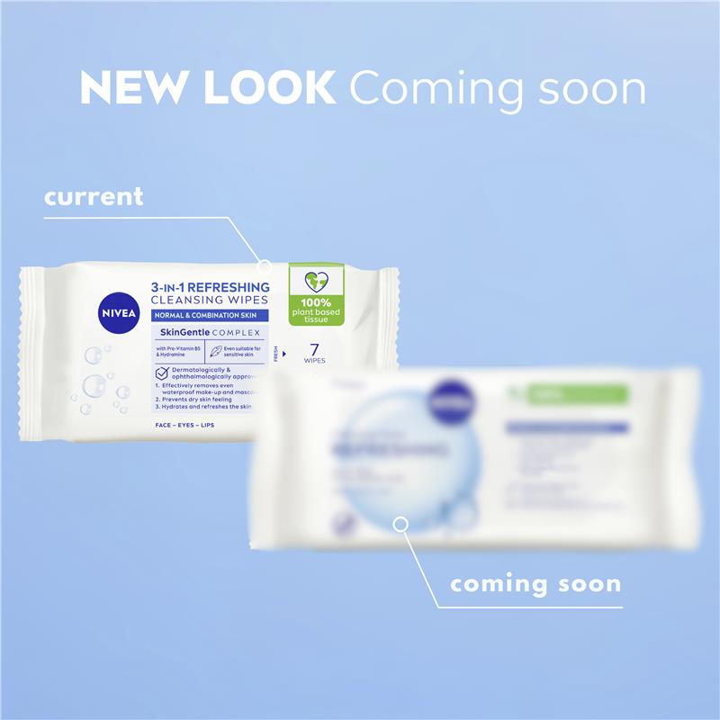 NIVEA 3in1 Refreshing Cleansing Normal & Combination Skin Wipes 7 Pack