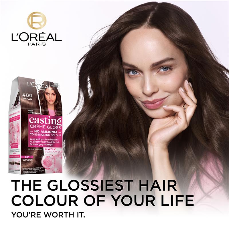 L'Oreal Paris Casting Creme Gloss Semi-Permanent Hair Colour - 400 Dark Brown (Ammonia Free)