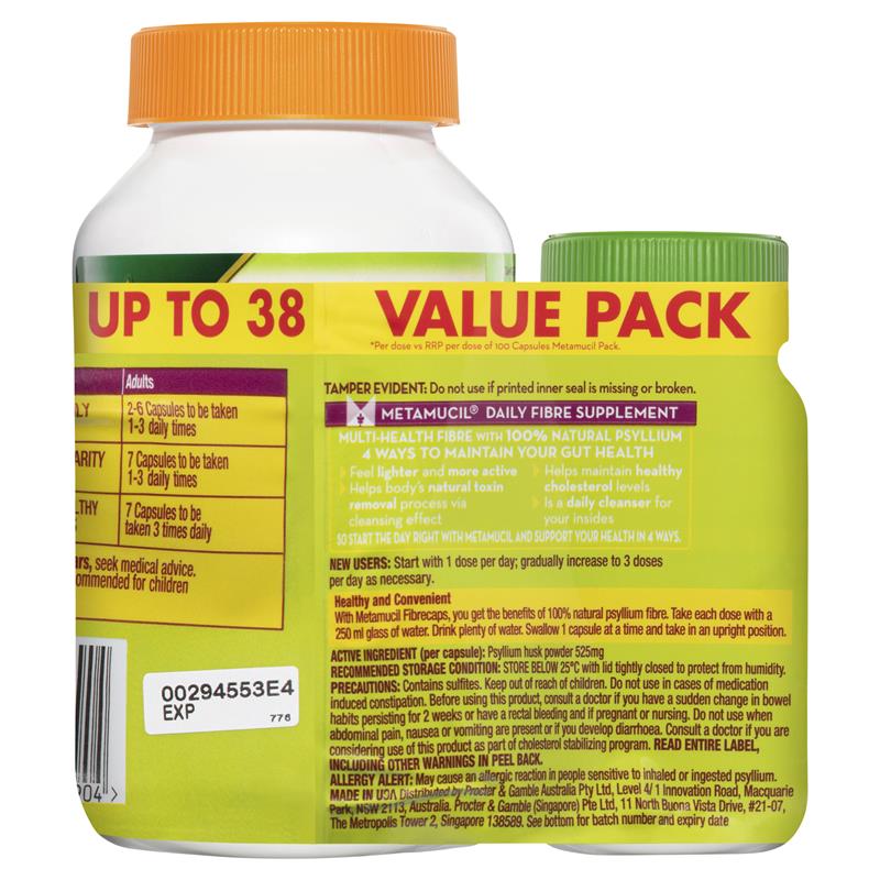 Metamucil Capsules Value Bundle 300 Capsules + 100 Capsules