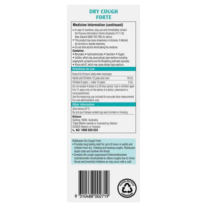 Robitussin Dry Cough Forte 250ml Exclusive Size