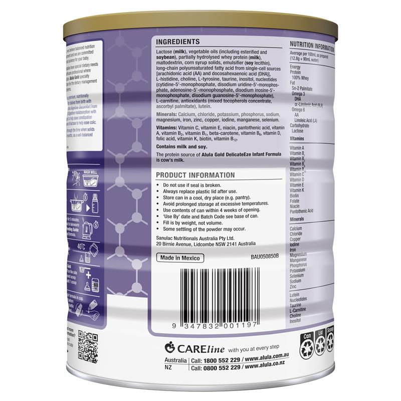 Alula Gold Delicateeze Infant Formula 0-12 Months 850g - GimmeNow