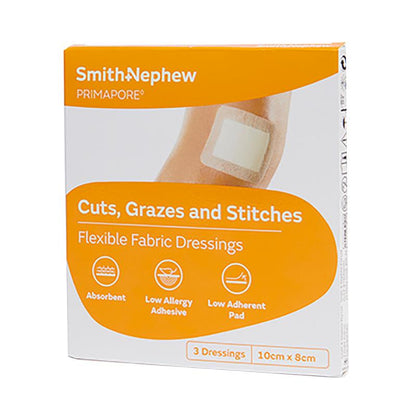 Primapore Flexible Fabric Dressing 10cm x 8cm 3 Pack