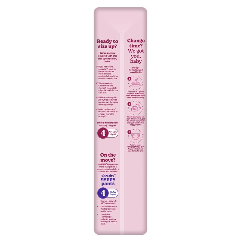 Huggies Ultra Dry Nappies Girls Size 3 (6-11kg) 44 Pack
