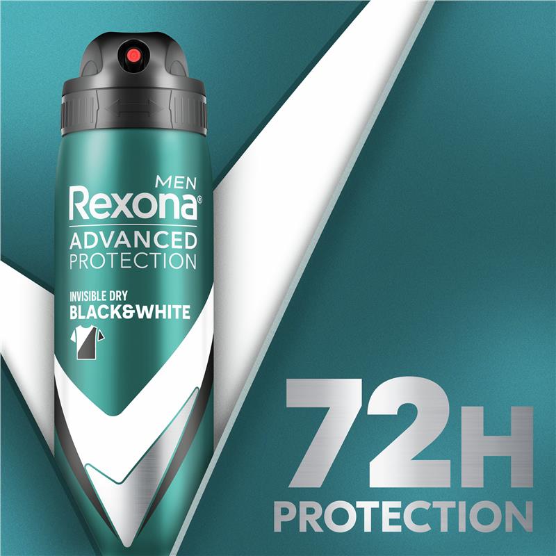 Rexona Men Advanced Antiperspirant Aerosol Invisible Dry Black & White 220ml
