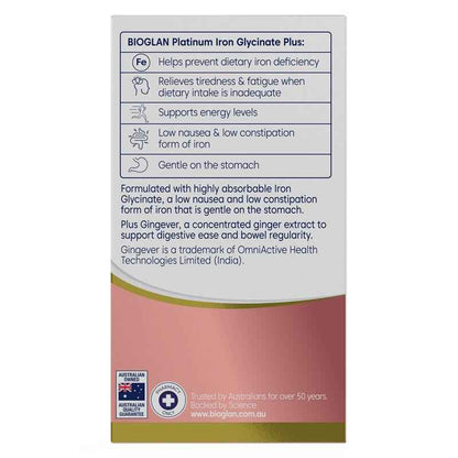 Bioglan Platinum Iron Glycinate Plus 30 Tablets