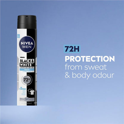 NIVEA MEN Black & White Fresh Aerosol Deodorant 72H Protection 250ml