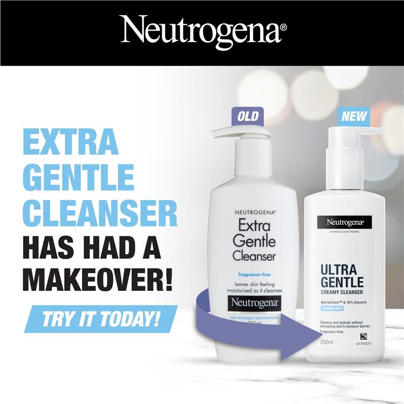 Neutrogena Ultra Gentle Creamy Face Cleanser 200ml - GimmeNow