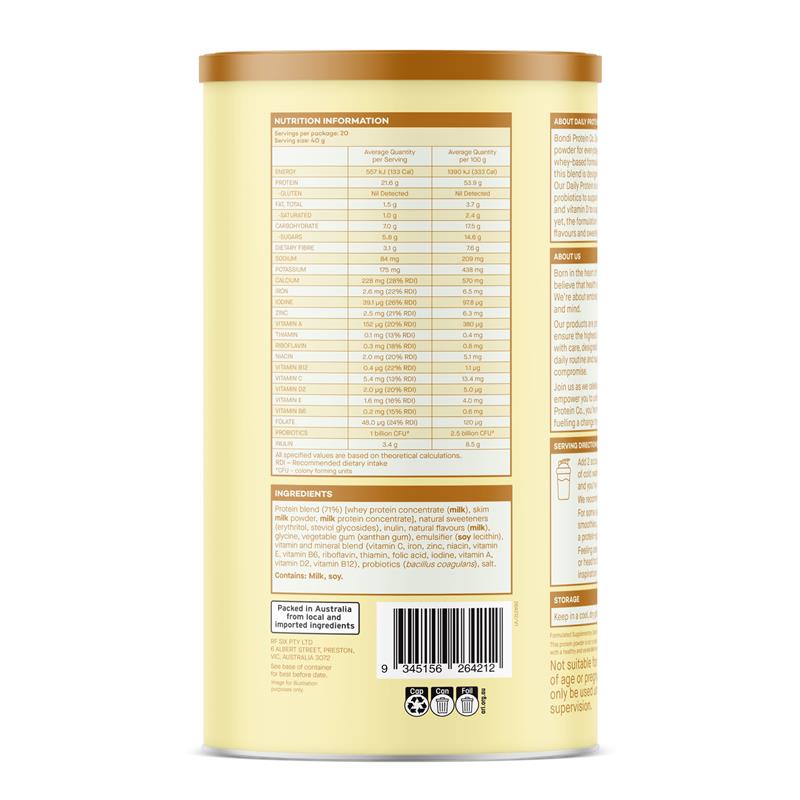 Bondi Protein Co. Daily Protein Vanilla 800g