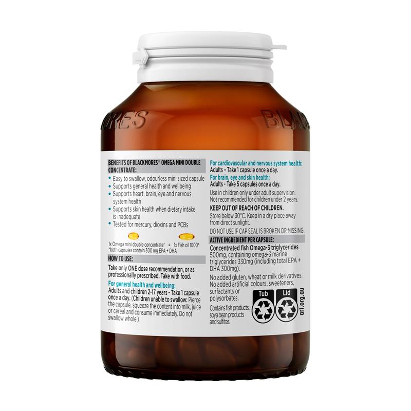 Blackmores Omega Mini Double Concentrate 200 Capsules - GimmeNow