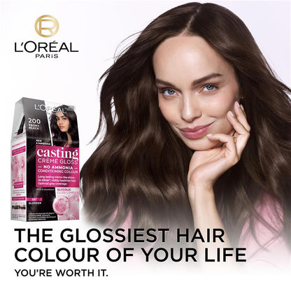 L'Oreal Paris Casting Creme Gloss Semi-Permanent Hair Colour - 200 Ebony Black (Ammonia Free)