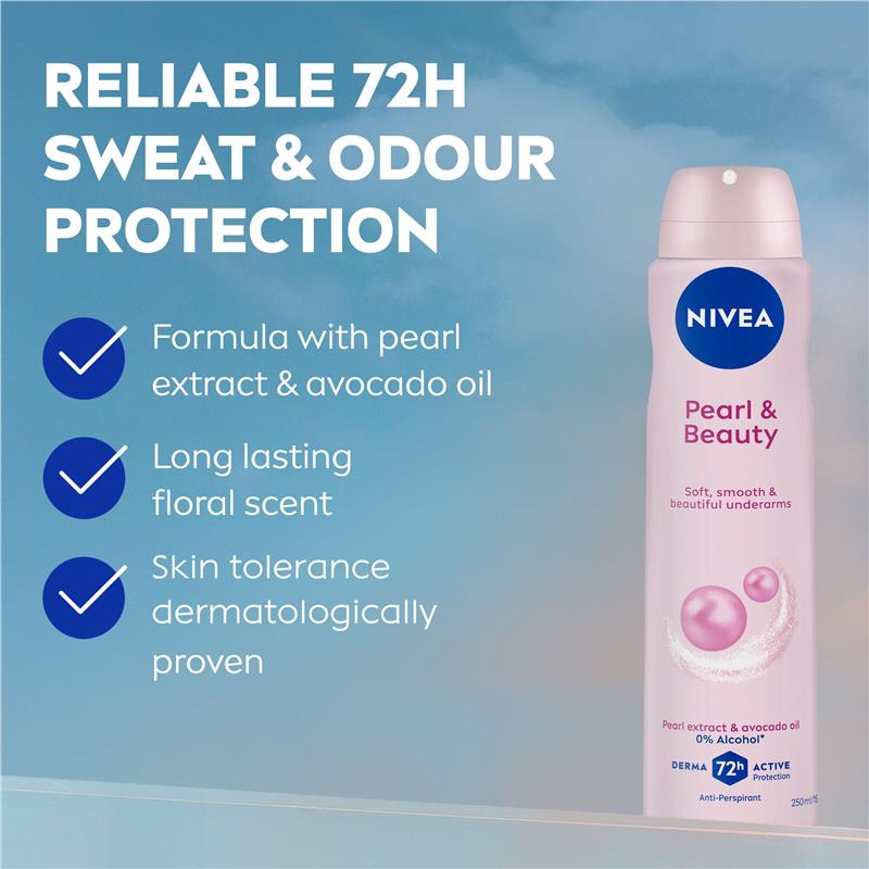 NIVEA Pearl And Beauty Aerosol Deodorant 72H Protection 250ml