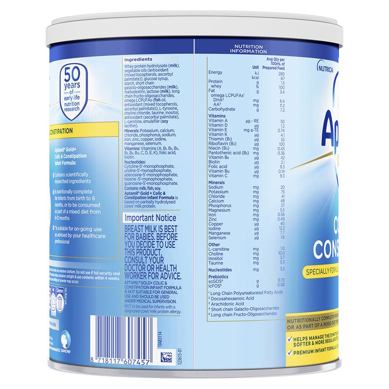 Aptamil Gold+ Colic & Constipation Baby Infant Formula From Birth to 12 Months 900g