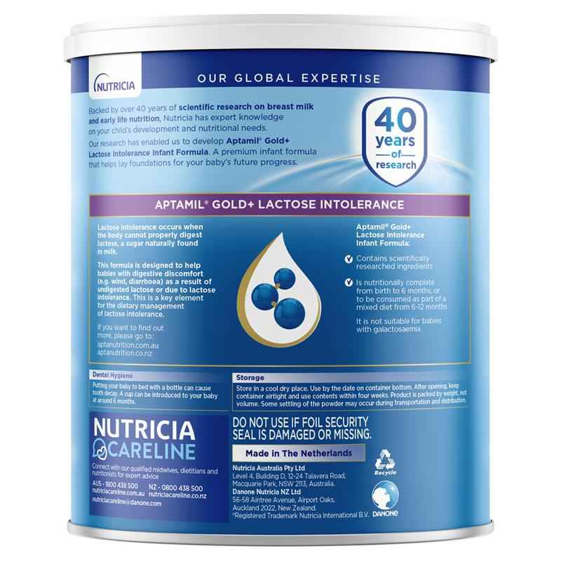 Aptamil Gold+ Lactose Intolerance Baby Infant Formula From Birth to 12 Months 900g
