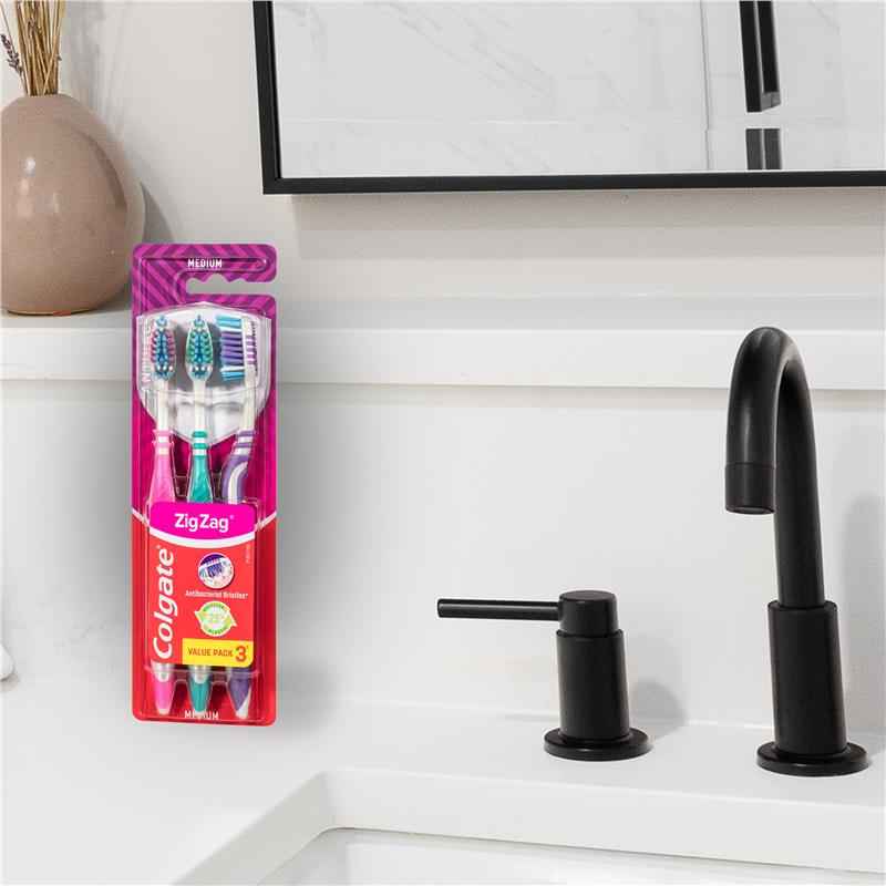 Colgate Zig Zag Deep Interdental Clean Toothbrush Medium Value 3 Pack
