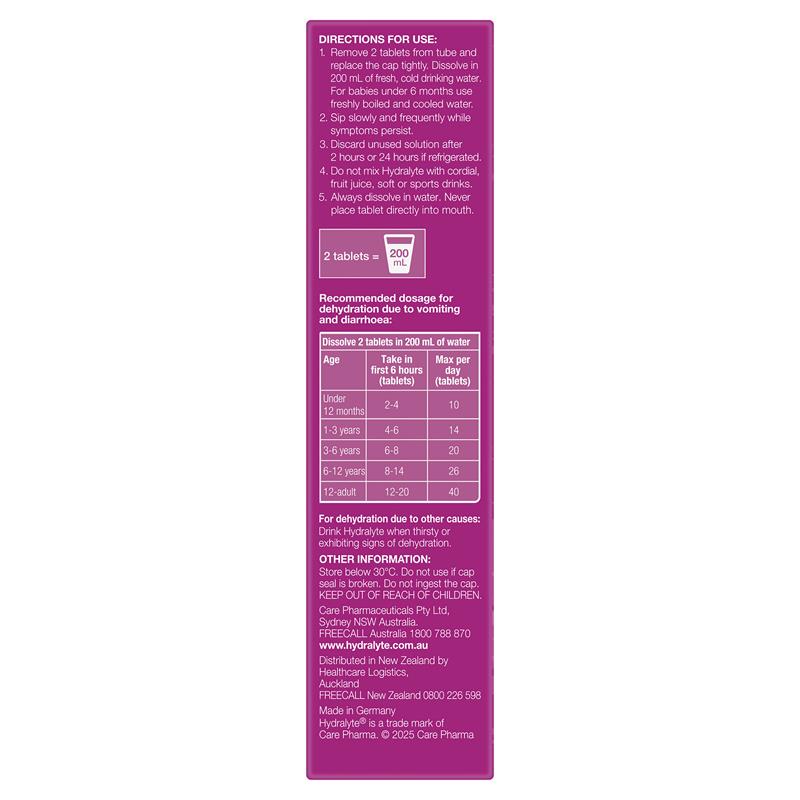 Hydralyte Electrolyte Effervescent Mixed Berry Flavoured 20 Tablets