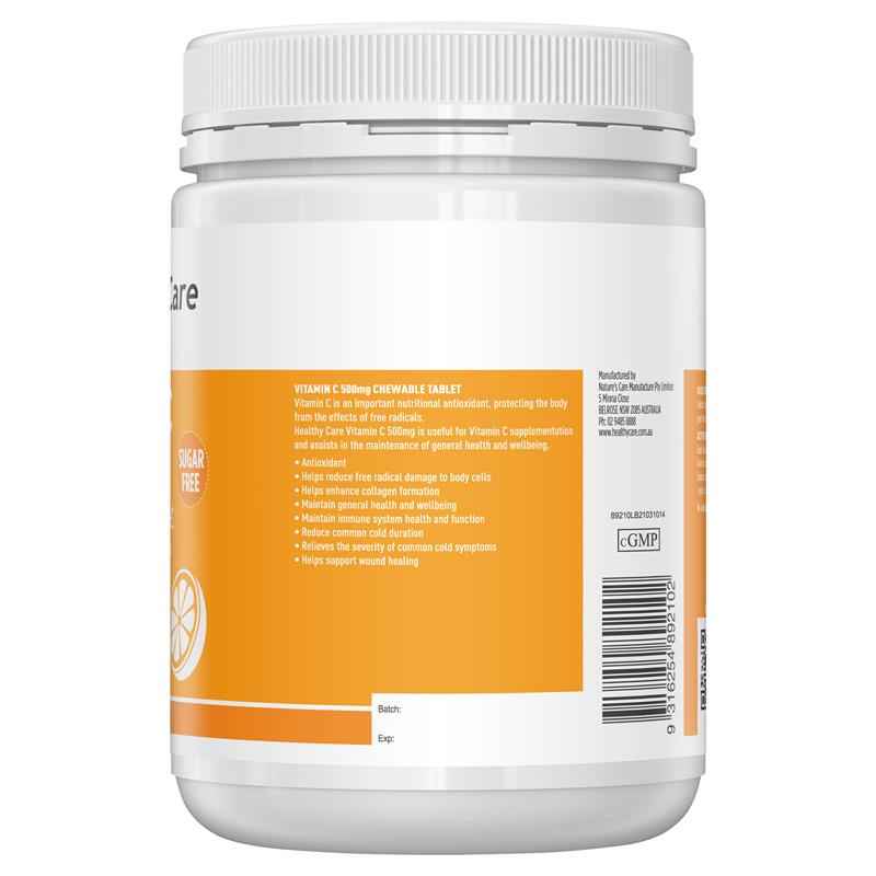 Healthy Care Vitamin C 500mg Chewable 500 Tablets
