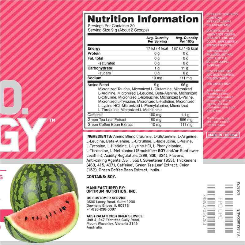 Optimum Nutrition Amino Energy Watermelon 30 Serve 270g