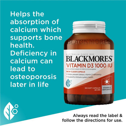 Blackmores Vitamin D3 1000IU 300 Capsules