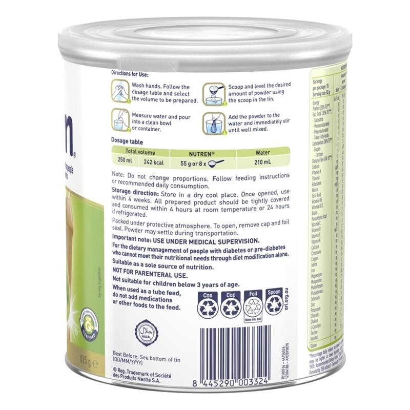 Nutren Diabetes Low GI Formula Vanilla Flavour 825g