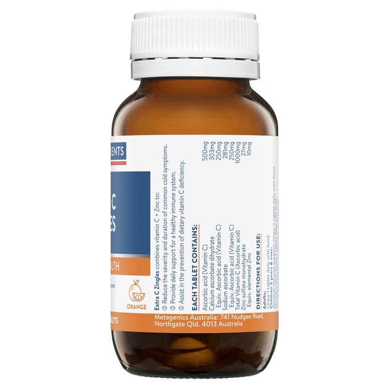 Ethical Nutrients Extra C Zingles Orange 50 Tablets