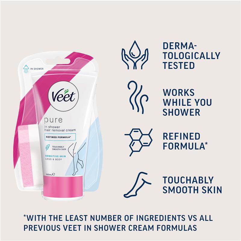 Veet In Shower Hair Removal Cream Sensitive 150ml