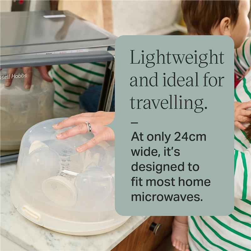 Tommee Tippee Microwave Steam Steriliser for Baby Bottles and Accessories, Kills Viruses* and 99.9% of Bacteria, 4-Minute Sterilisation Cycle