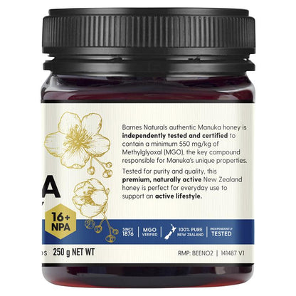 Barnes Naturals New Zealand Manuka Honey 250g MGO 550+
