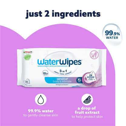 WaterWipes Adult Care Sensitive Intimate Wipes 30 pack
