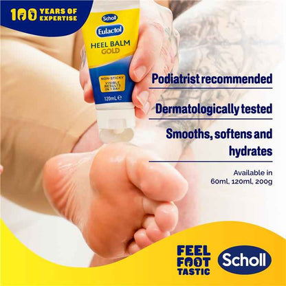 Scholl Eulactol Foot Heel Balm Gold 120ml - Rough Dry or Cracked Skin