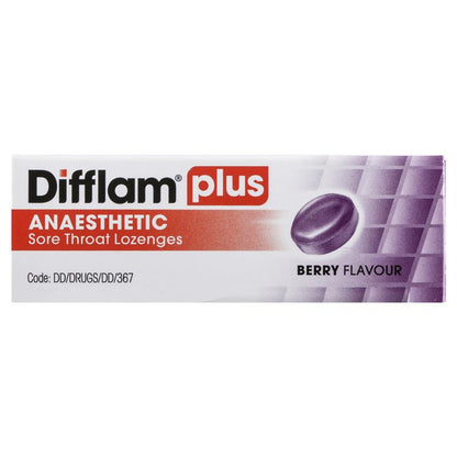 Difflam Plus Anaesthetic Sugar Free Wild Berry 16 Lozenges