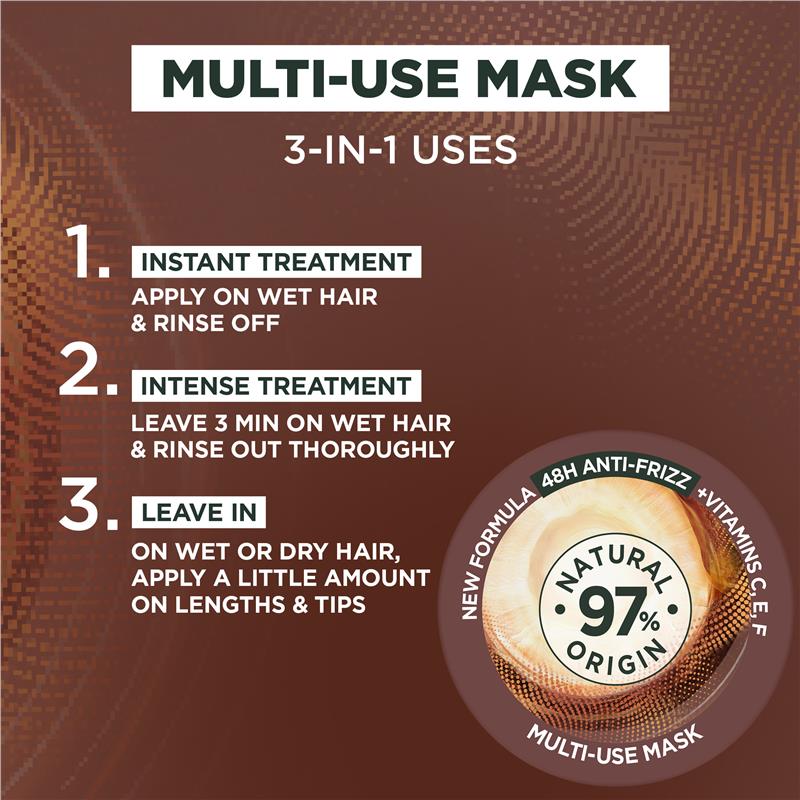 Garnier Fructis Hair Food Smoothing Macadamia 3-in-1 Mask Treatment for Dry & Unruly Hair 390ml