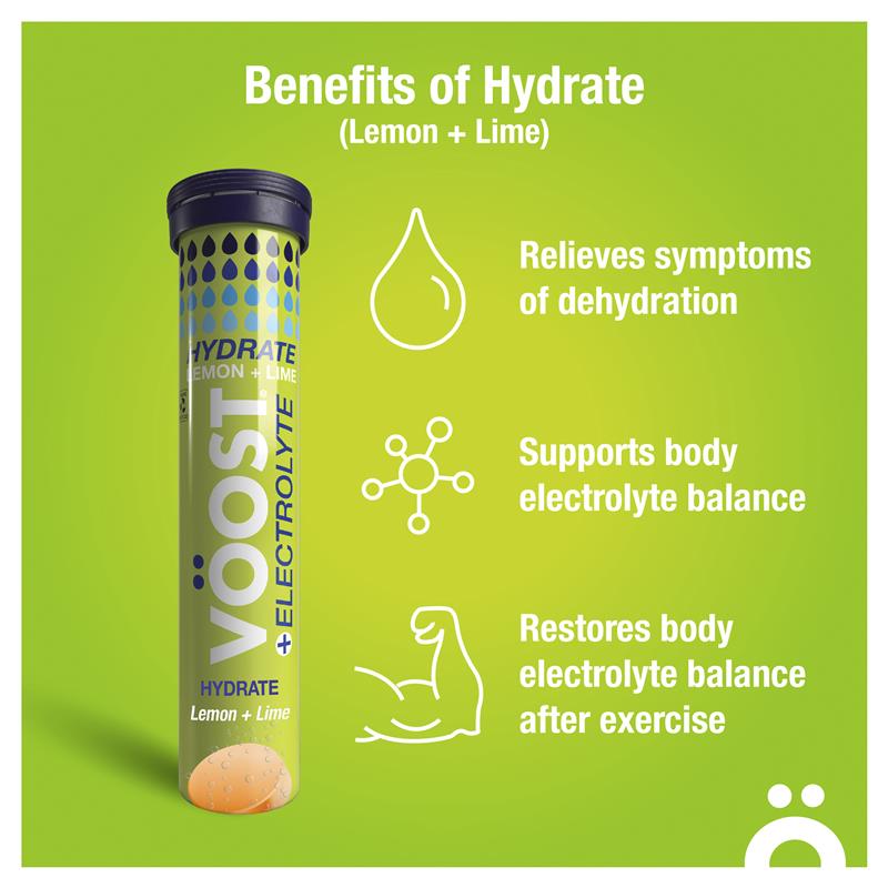 Voost Hydrate Lemon + Lime Effervescent Tablets 20 Pack - GimmeNow