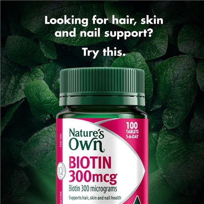 Nature's Own Biotin 300mcg 100 Tablets