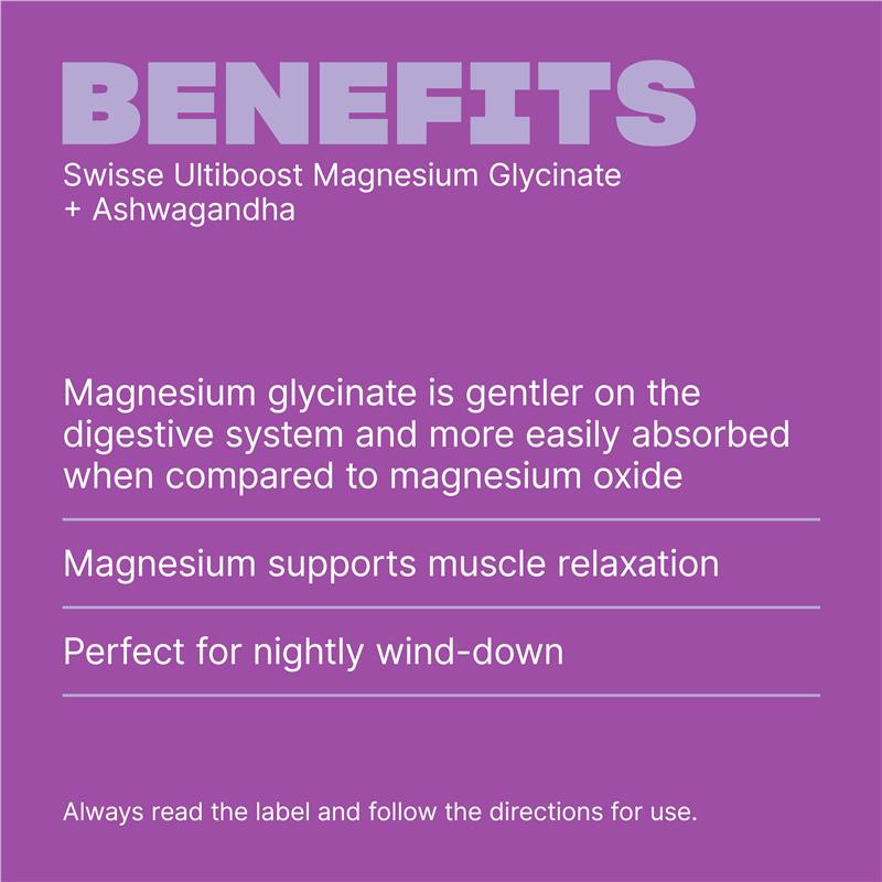 Swisse Ultiboost Magnesium Glycinate + Ashwagandha Night 60 Tablets