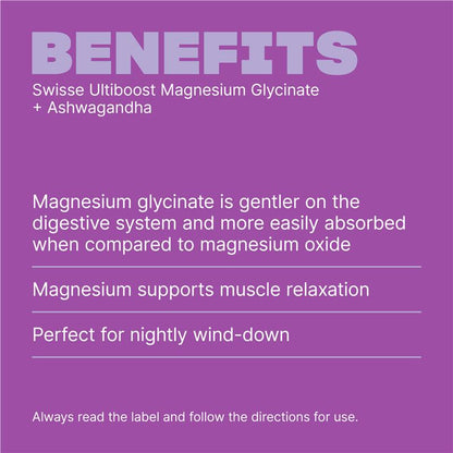 Swisse Ultiboost Magnesium Glycinate + Ashwagandha Night 60 Tablets