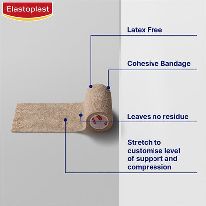 Elastoplast Cohesive Compression Bandage Tan 7.5cm x 4.5m
