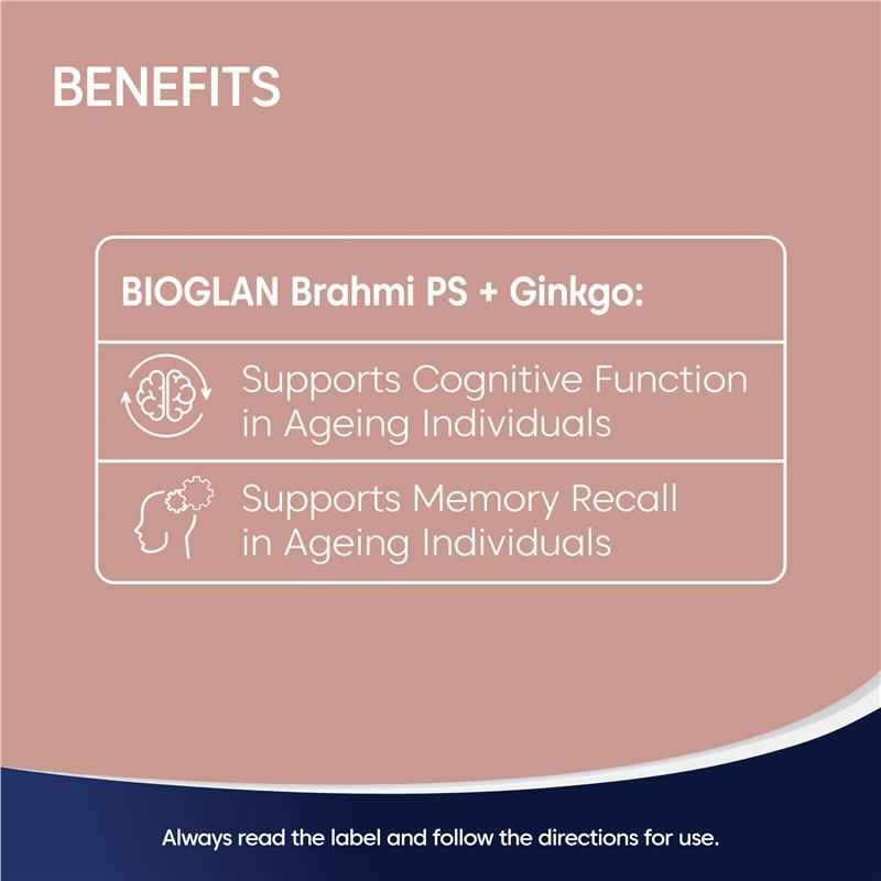 Bioglan Brahmi + PS + Ginkgo Focus 50 Capsules