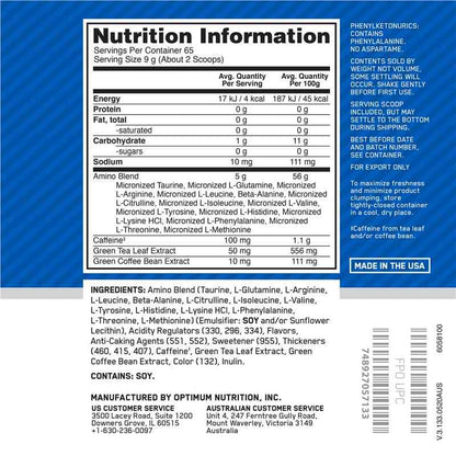 Optimum Nutrition Amino Energy Blue Raspberry 65 Serve 585g