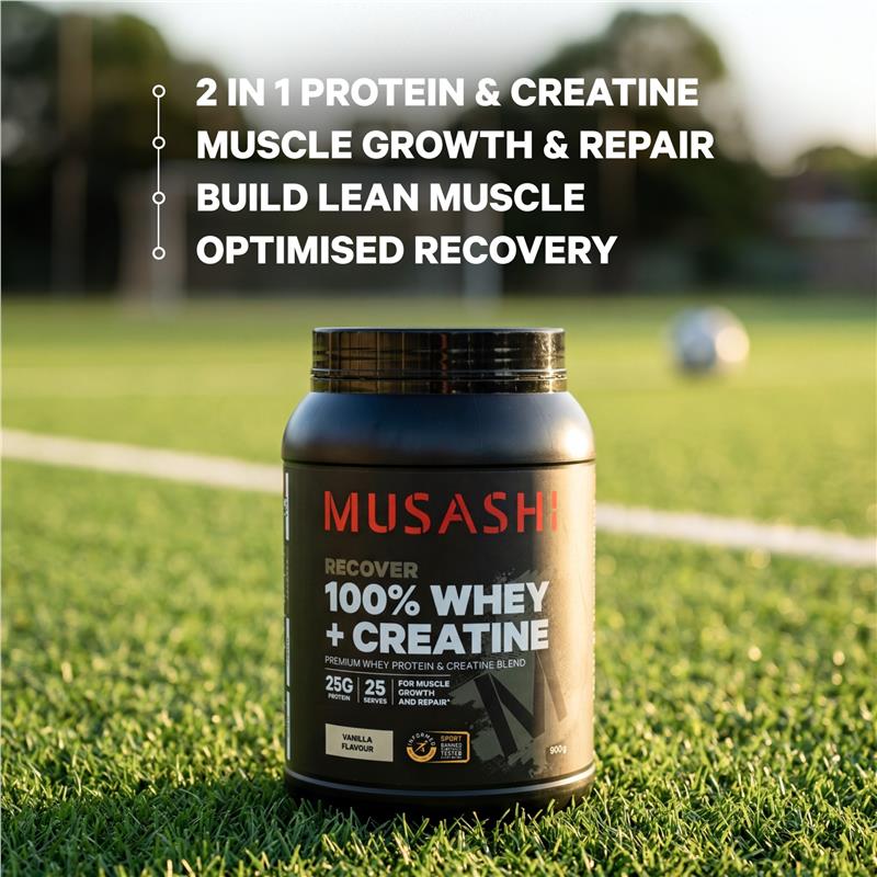 Musashi 100% Whey + Creatine Vanilla 900g