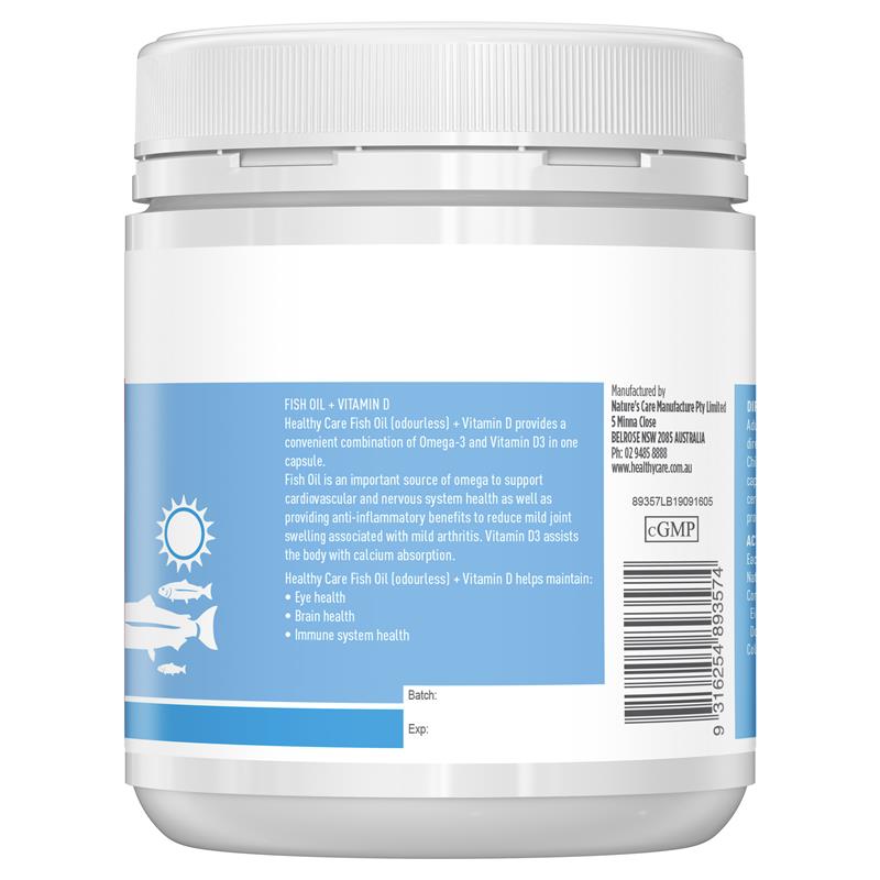 Healthy Care Fish Oil + Vitamin D 200 Capsules