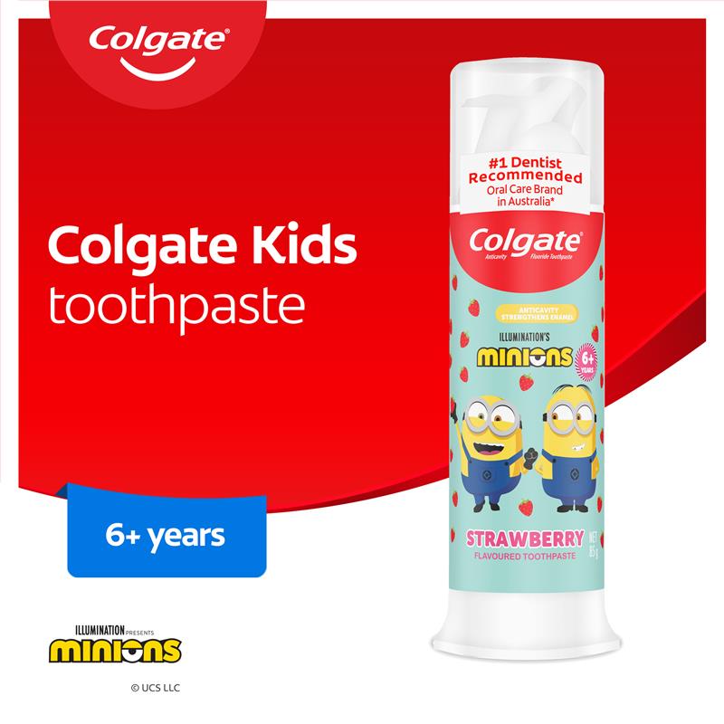 Colgate Toothpaste Kids Minion Strawberry Pump 6+ Years 85g