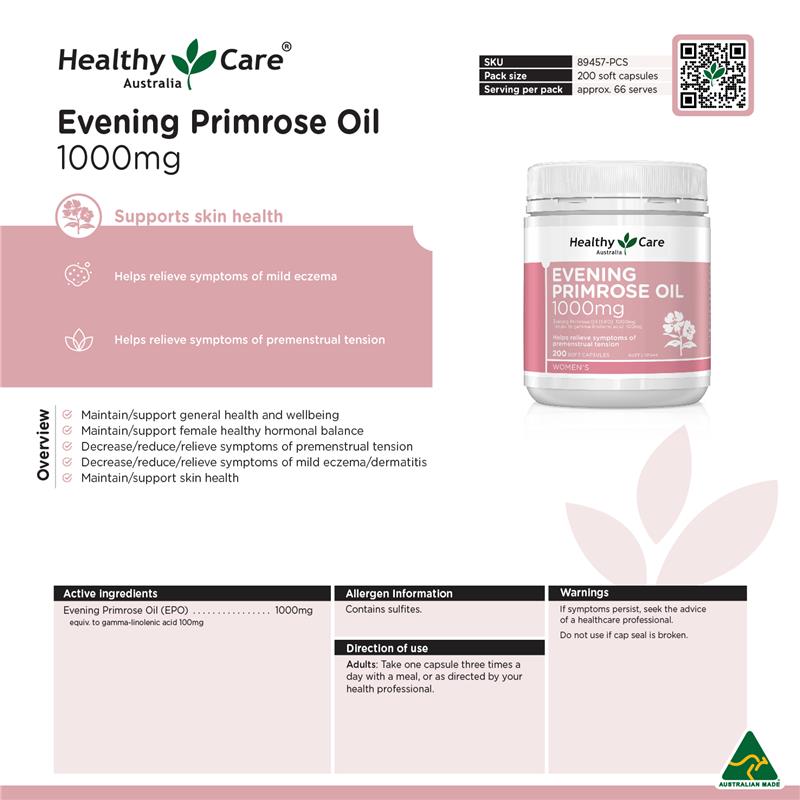 Healthy Care Evening Primrose Oil 1000mg 200 Capsules