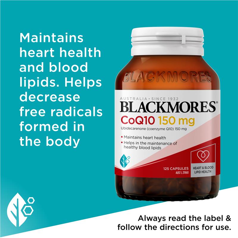 Blackmores CoQ10 150mg High Potency 125 Capsules Exclusive Size