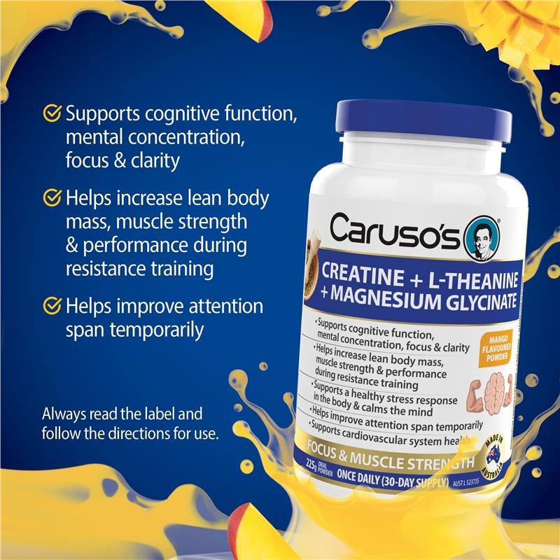 Carusos Creatine + L Thean + Mag-Gly Powder 225g