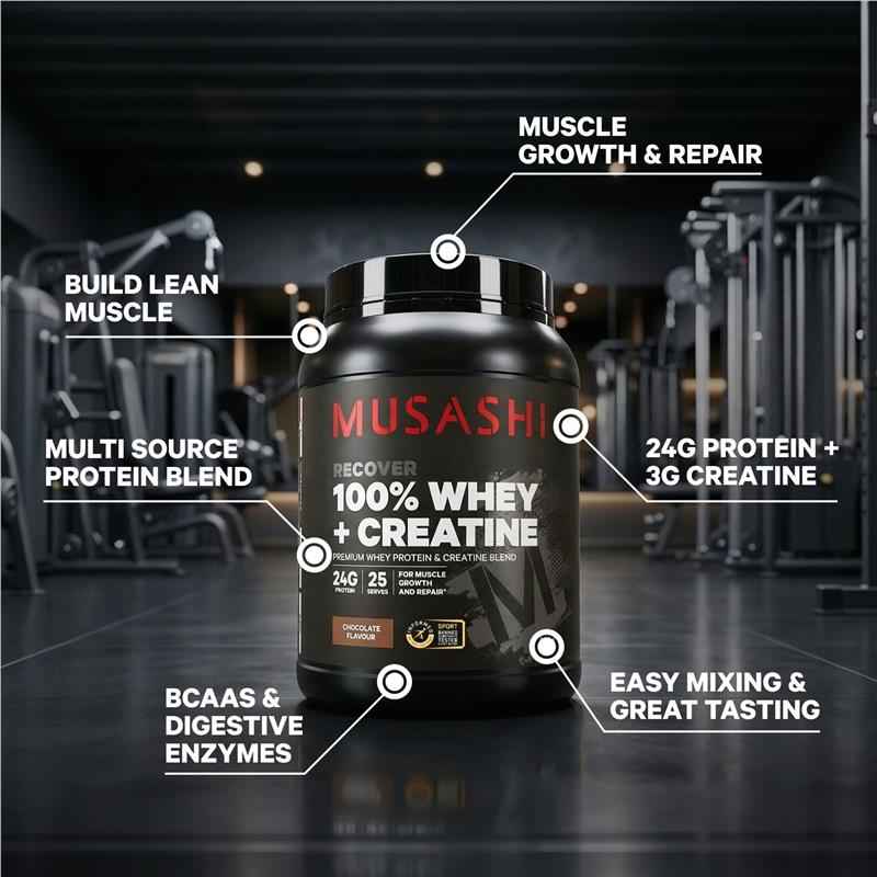 Musashi 100% Whey + Creatine Chocolate 900g