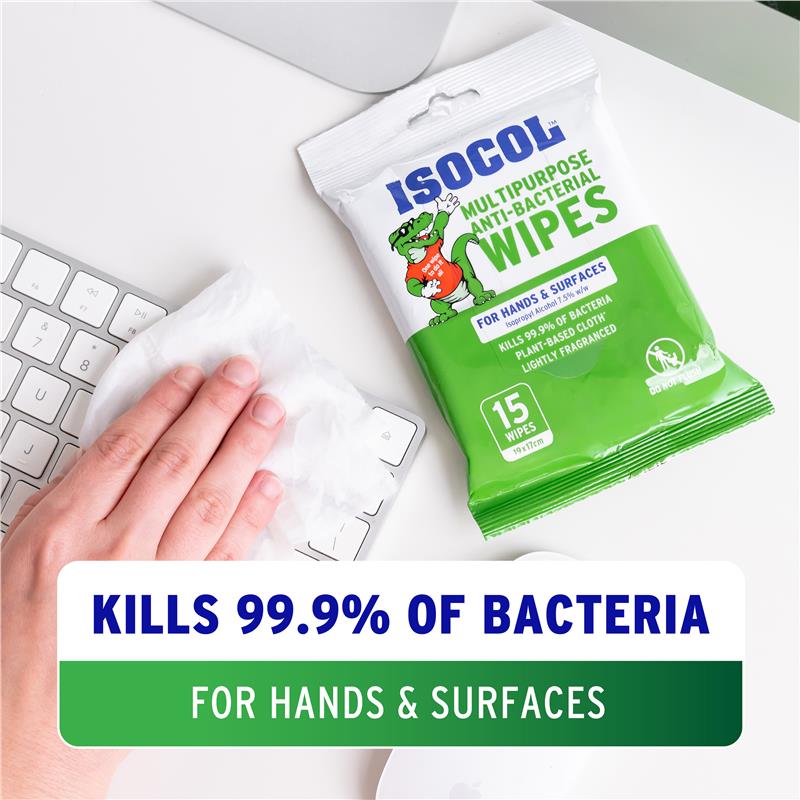 Isocol Hand & Surface Wipes 15 Pack