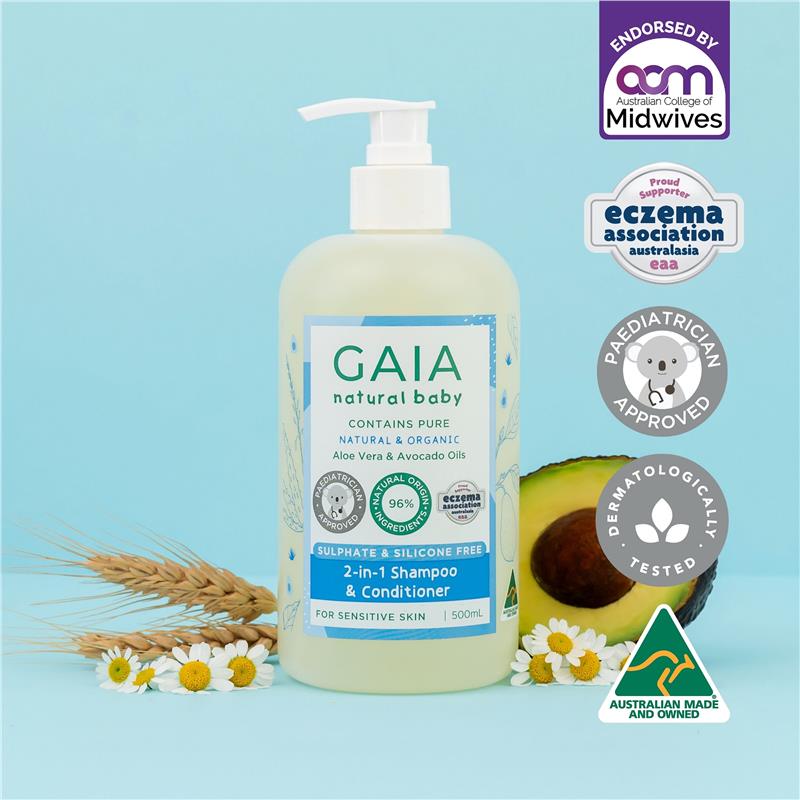 Gaia Natural Baby 2 in 1 Shampoo and Conditioner 500ml
