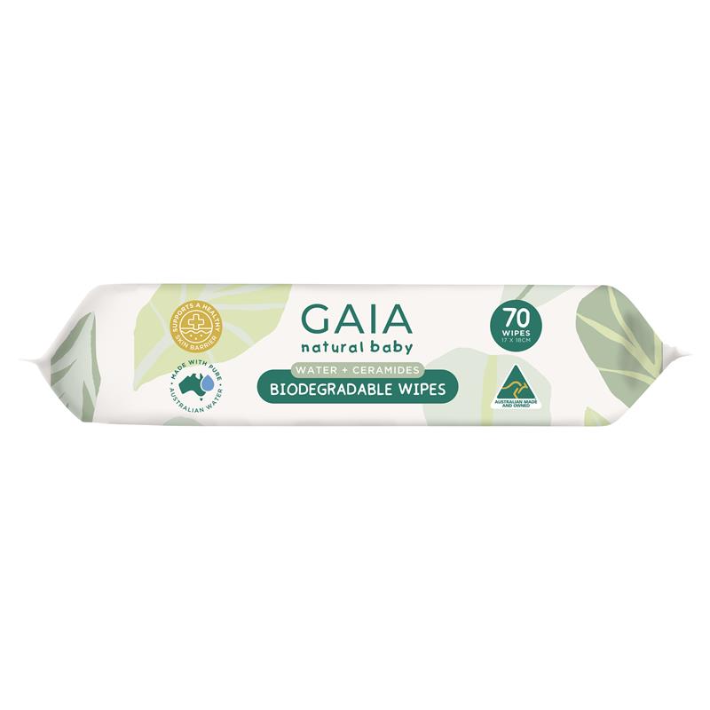 GAIA Biodegradable Water Wipes 70 Pack