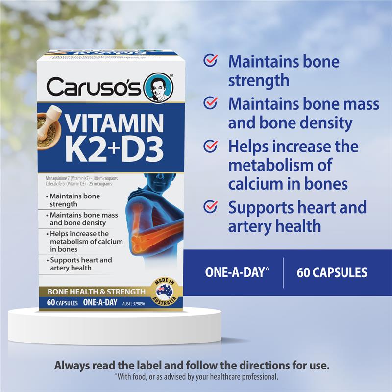 Carusos Vitamin K2 + D3 60 Capsules